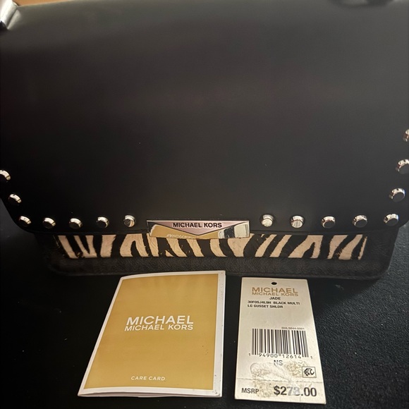 Michael Kors Sloan Studded Zebra Print Leather Shoulder Bag Gently Used w/ Tags - Picture 1 of 7